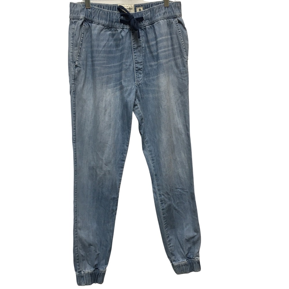 Abercrombie & Fitch Light Wash Chambray Joggers Women's Medium Blue Casual Boho